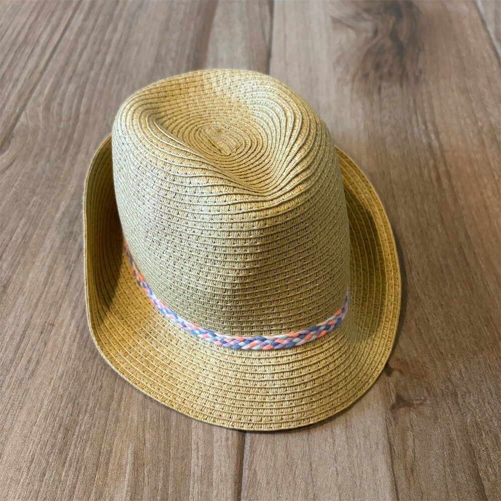 OshKosh B'gosh Fedora Hat Unisex Kids Tan Braided Band Size 8-10